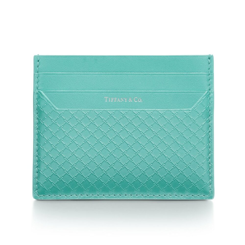 Square Card Case in Tiffany Blue Leather